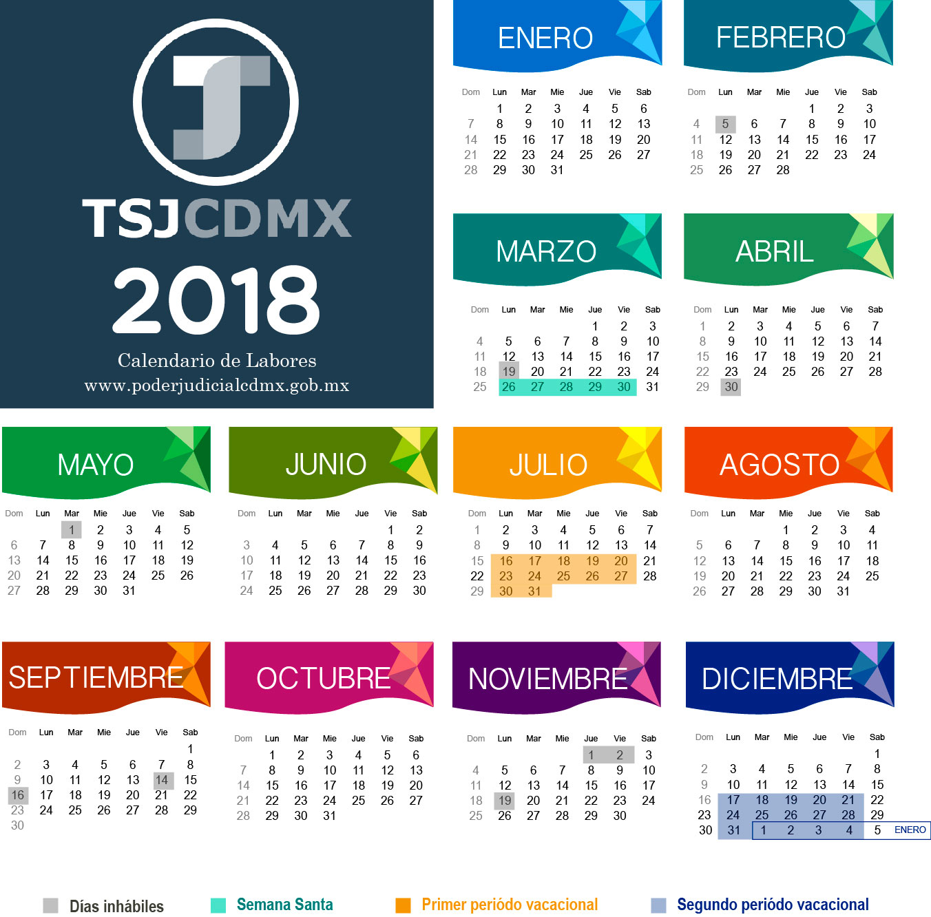 poder judicial de la ciudad de mexico calendario 2017